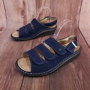 Finn Comfort Sylt Womens Size 41 US 10-10.5 Atoll Navy Blue Leather Sandals